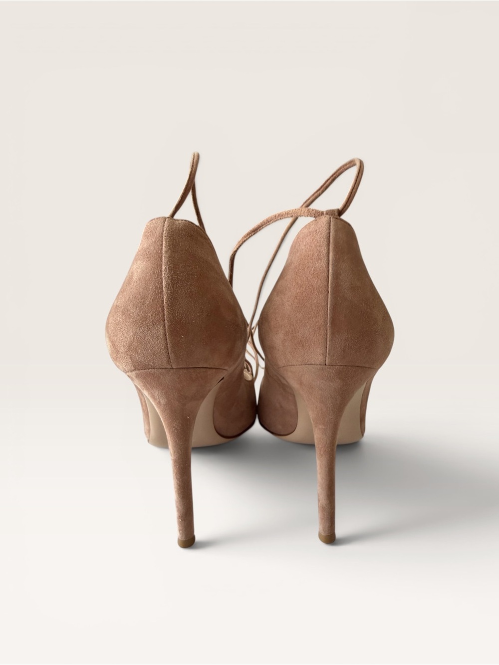 Gianvito Rossi Beige Suede Pointed Toe Lace Up Pumps - Picture 5 of 15